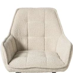 Eetkamerstoel bouclé met armleuning - beige - 87x56.5x43 cm