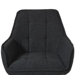 Eetkamerstoel bouclé met armleuning - zwart - 87x56.5x43 cm