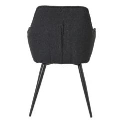 Eetkamerstoel bouclé met armleuning - zwart - 87x56.5x43 cm
