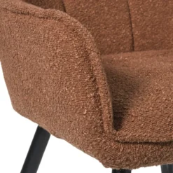Eetkamerstoel bouclé met armleuning - bruin - 87x56.5x43 cm