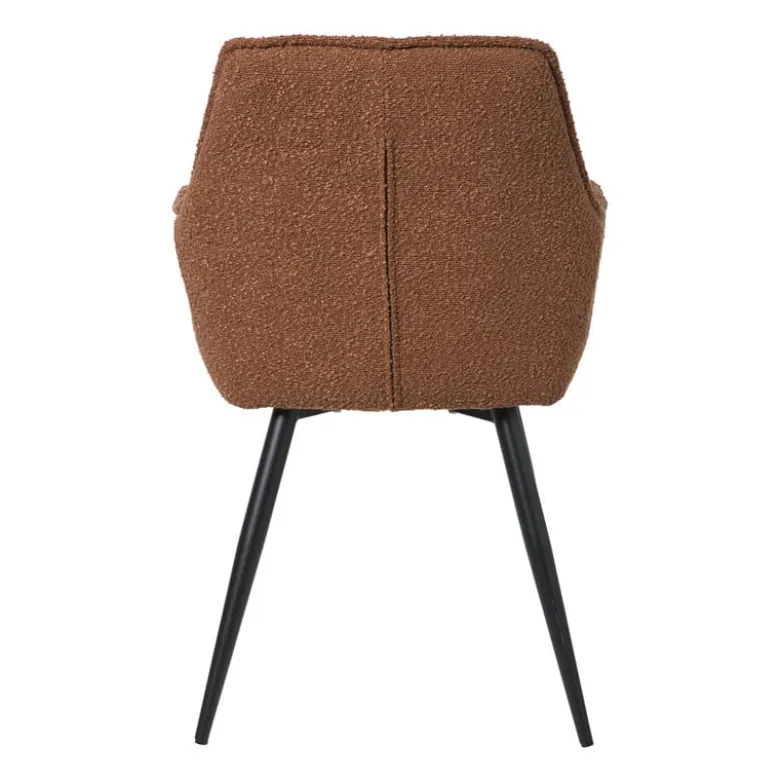 Eetkamerstoel bouclé met armleuning - bruin - 87x56.5x43 cm