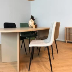 Eetkamerstoel chenille - groen - 90x53.5x44.5 cm