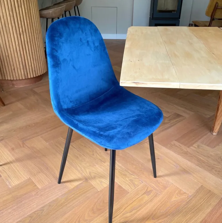 Eetkamerstoel Ivy velvet - donkerblauw - 88x44x53 cm
