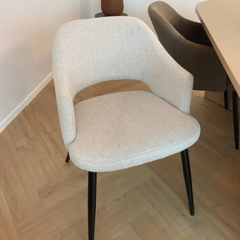Eetkamerstoel Leonardo met armleuning - beige - 81x62.5x56 cm