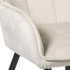 Eetkamerstoel velvet met armleuning - beige - 87x56.5x43 cm