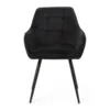 Eetkamerstoel velvet met armleuning - zwart - 87x56.5x43 cm