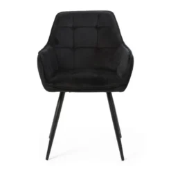 Eetkamerstoel velvet met armleuning - zwart - 87x56.5x43 cm