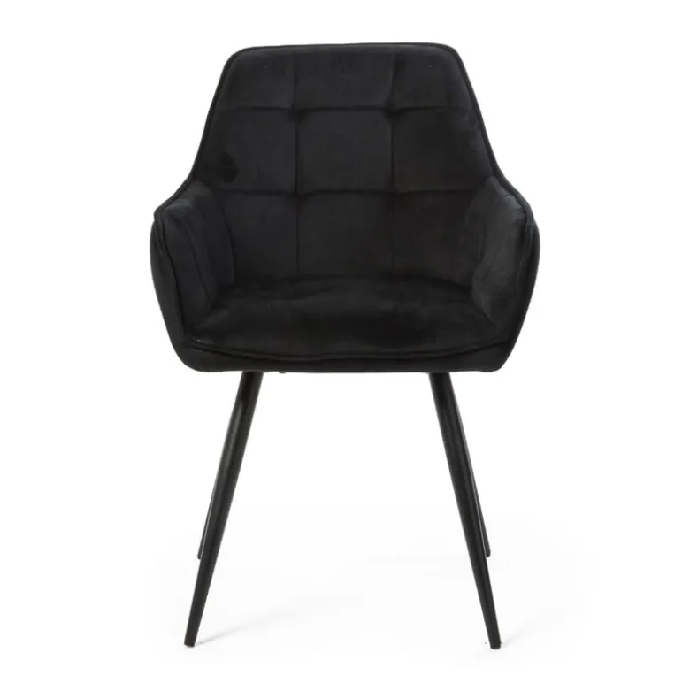 Eetkamerstoel velvet met armleuning - zwart - 87x56.5x43 cm