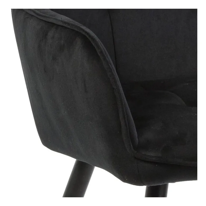 Eetkamerstoel velvet met armleuning - zwart - 87x56.5x43 cm
