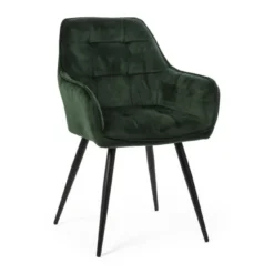 Eetkamerstoel velvet met armleuning - groen - 87x56.5x43 cm