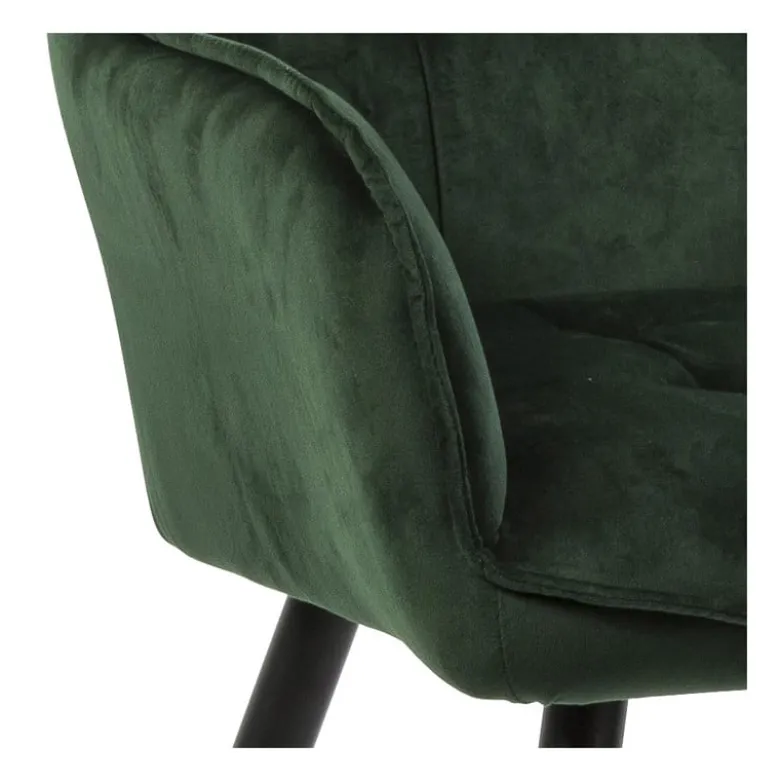Eetkamerstoel velvet met armleuning - groen - 87x56.5x43 cm