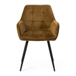 Eetkamerstoel velvet met armleuning - oker - 87x56.5x43 cm