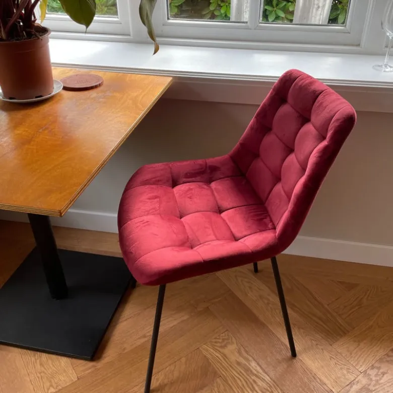 Eetkamerstoel velvet - rood - 79x50x44 cm