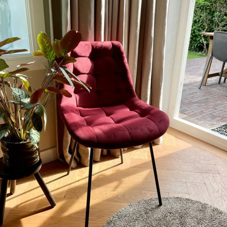 Eetkamerstoel velvet - rood - 79x50x44 cm