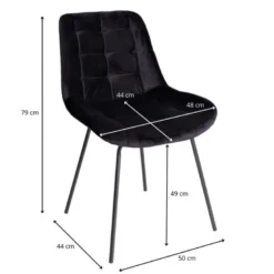 Eetkamerstoel zwart - velvet - 52x52x81 cm