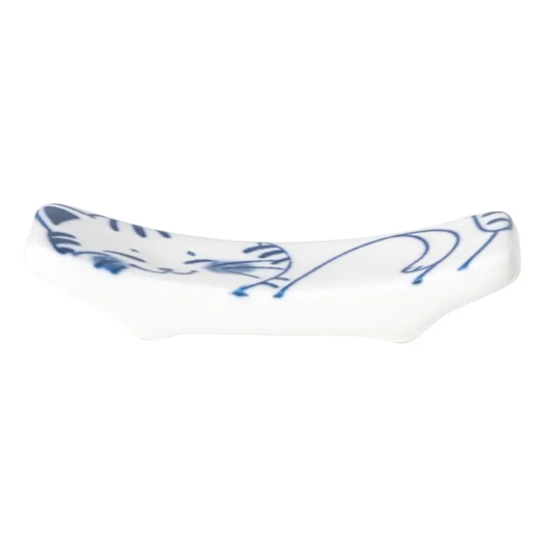 Eetstokjeshouder Mico kat - blauw/wit - 1.5x6x1.2 cm