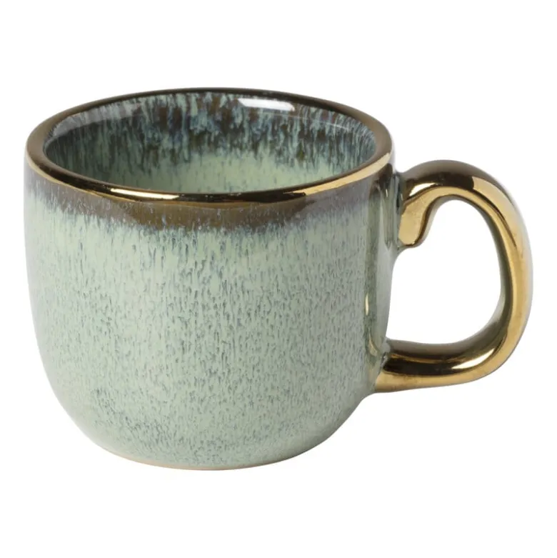 Espressomokje met gouden rand - groen - 80 ml