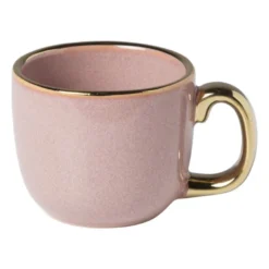Espressomokje met gouden rand - roze - 80 ml
