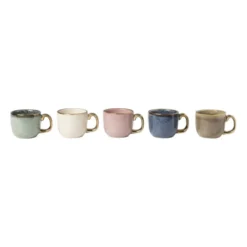 Espressomokje met gouden rand - roze - 80 ml