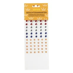 Face diamonds - oranje/rood/wit/blauw - set van 90