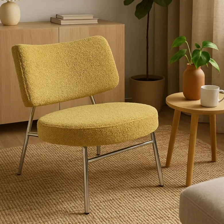 Fauteuil Amber - geel/zilverkleurig - 71.5x63x70.5 cm