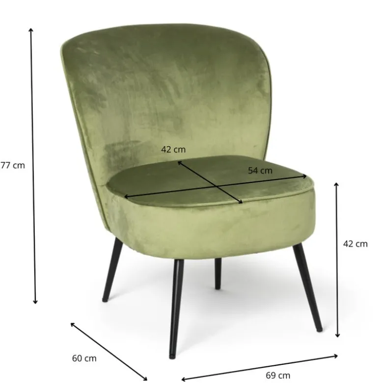 Fauteuil Frida - groen - 77x69x60 cm