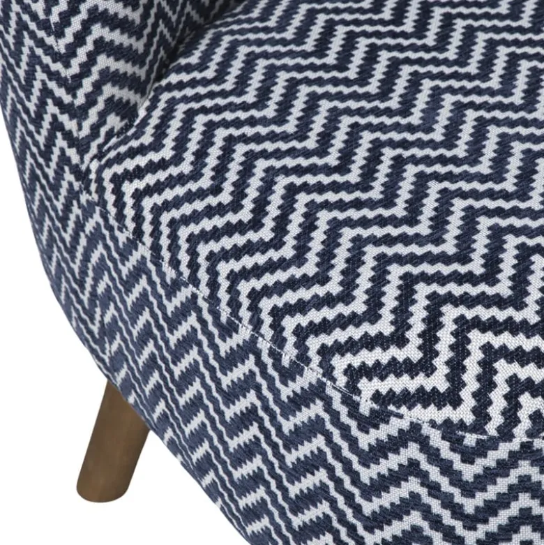 Fauteuil zigzag - blauw/wit - 69x66x56 cm