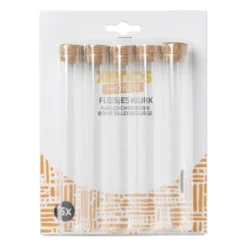 Flesjes met kurk - set van 5 - 15 cm