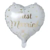 Folieballon just married hartje - wit/goudkleurig - 35 cm