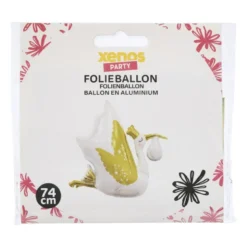 Folieballon ooienvaar XL - wit/goudkleurig - 74 cm