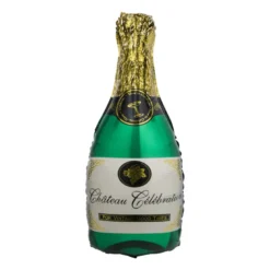Folieballon XL champagnefles - groen/goud - 93 cm