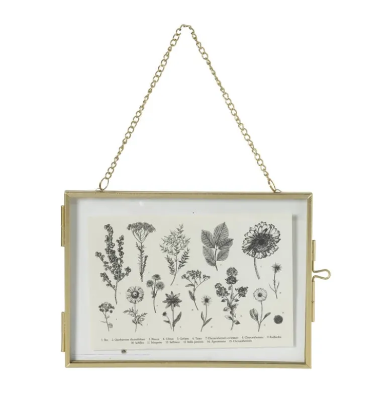 Fotokader aan ketting liggend - goudkleurig - 15x10 cm