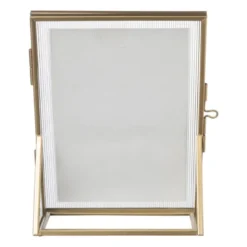 Fotokader geribbeld glas - 18x13x6 cm - goudkleurig