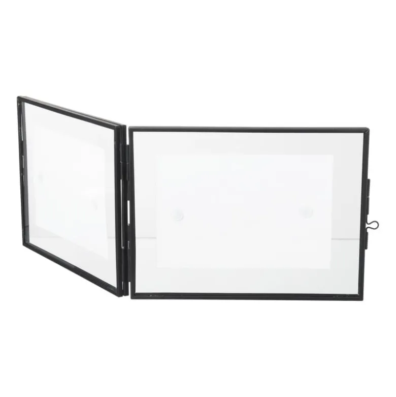 Fotokader tweeluik - zwart - 15x20x2 cm