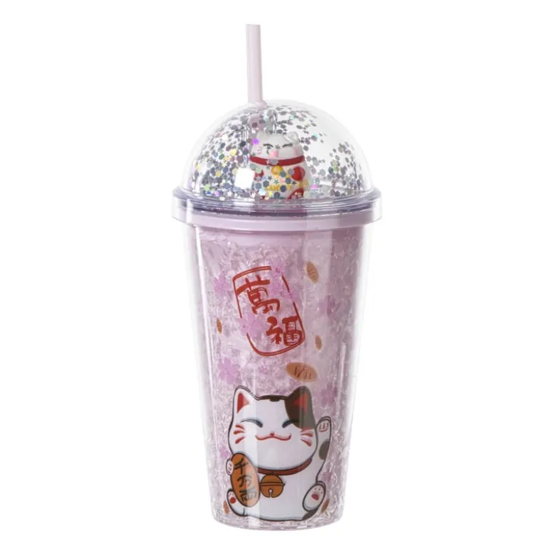 Funny beker kat - roze - 450 ml