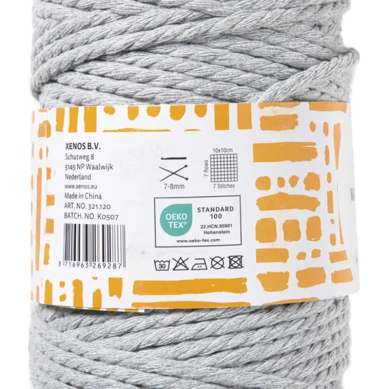 Garen macramé - grijs - 500 gram - 100 meter