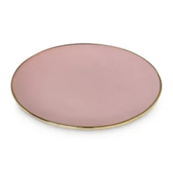 Gebaksbordje met gouden rand - roze - ø15 cm