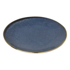 Gebaksbordje met gouden rand - donkerblauw - ø15 cm