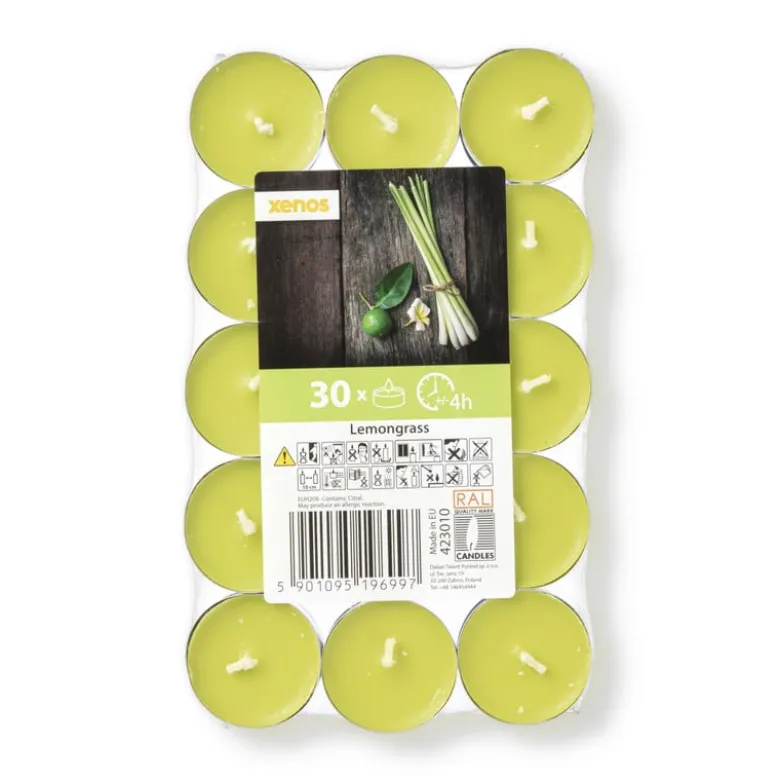 Geurwaxinelichten - lemongras - set van 30