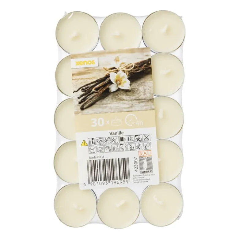 Geurwaxinelichten - vanille - set van 30