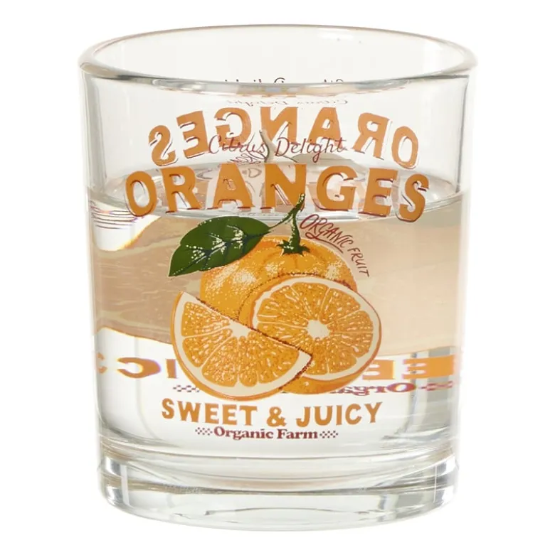 Glas met sinaasappels - transparant/oranje - 460 ml