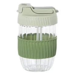 Glazen to-go beker - groen - 350 ml
