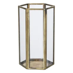 Glazen waxinelichthouder - goudkleurig - 15 cm