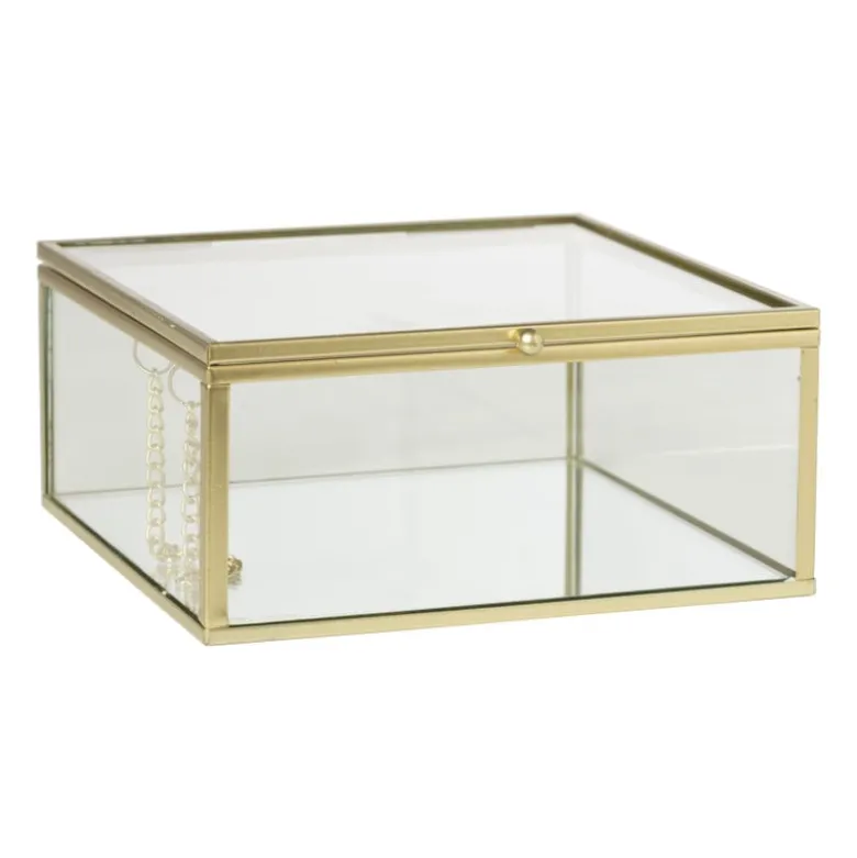 Gouden box groot - vierkant - 14x14x6 cm