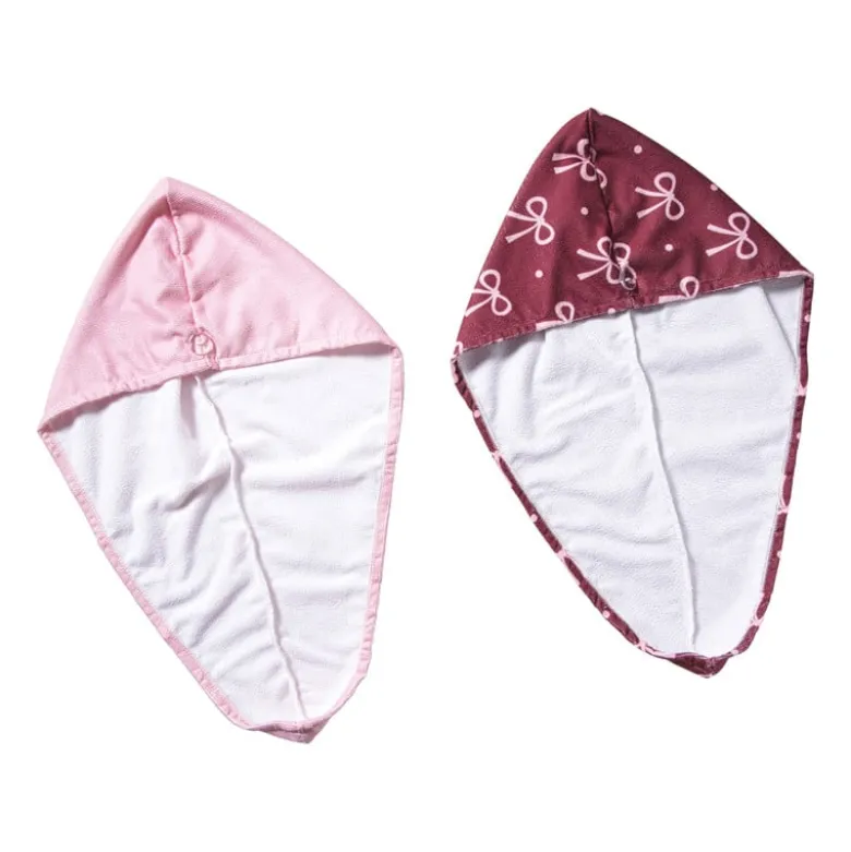 Handdoek tulband - strikjes - set van 2