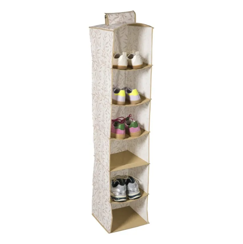 Hang organiser leafs met 6 vakken - bruin/beige - 125x30x30 cm