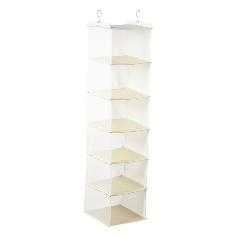 Hang organiser met 6 vakken - wit - 125x30x30 cm
