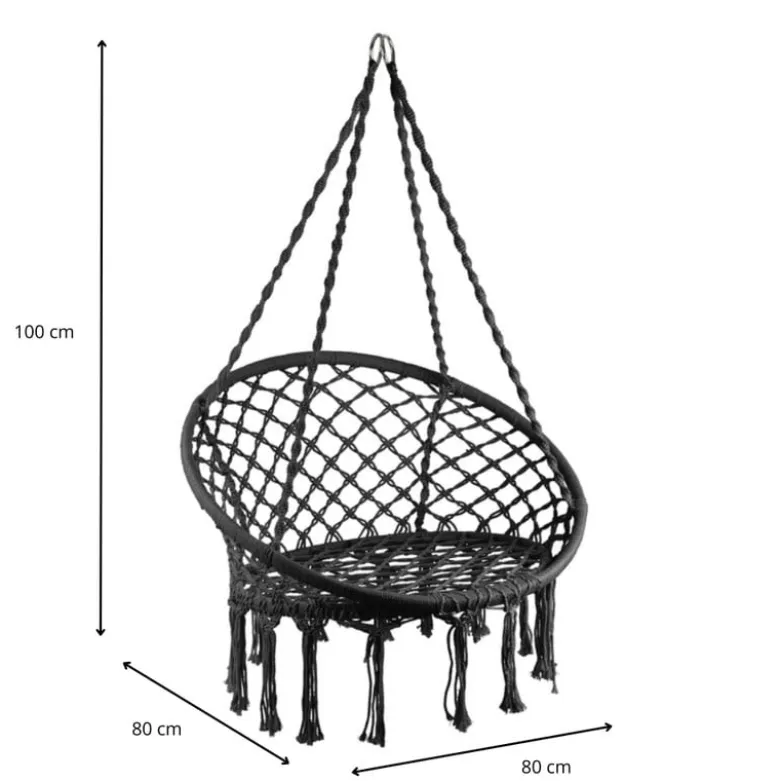 Hangstoel knoet - zwart - ⌀80x100 cm