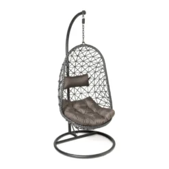 Hangstoel Mallorca met standaard - zwart - 125x83x67 cm