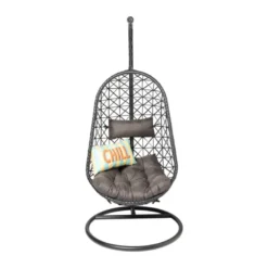 Hangstoel Mallorca met standaard - zwart - 125x83x67 cm